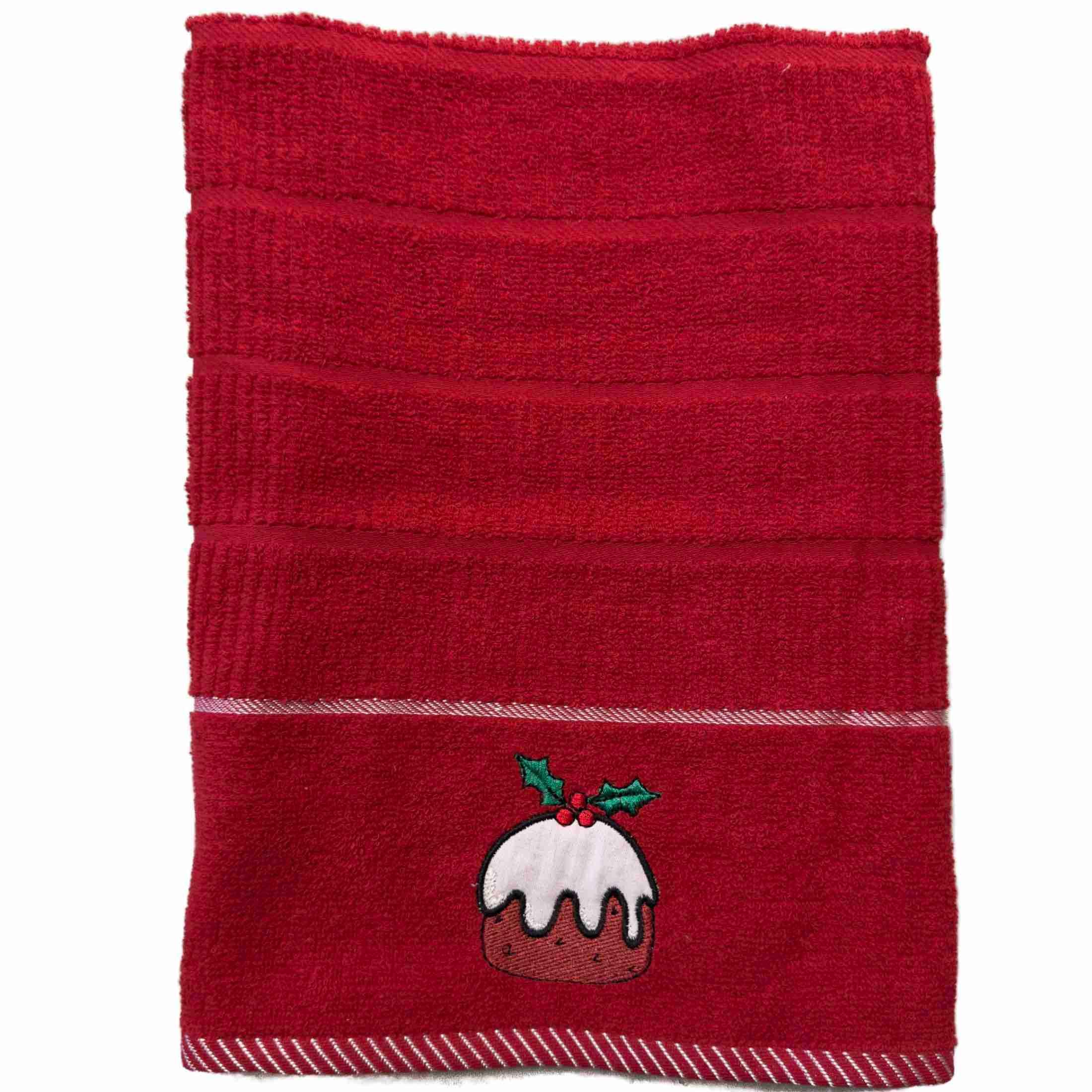 Christmas Pudding Kitchen Towel Red Williamsons Factory Shop