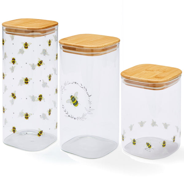 Bumble Bees Glass Storage Jar
