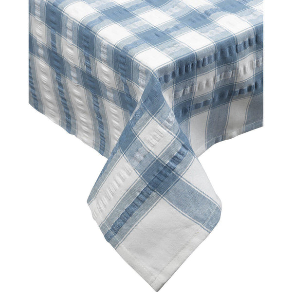 Cotton Seersucker Tablecloth - Blue-Williamsons Factory Shop