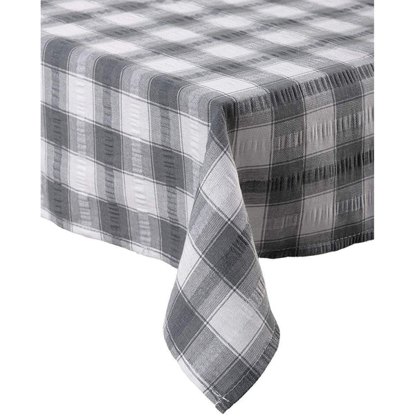 Cotton Seersucker Tablecloth - Grey-Williamsons Factory Shop