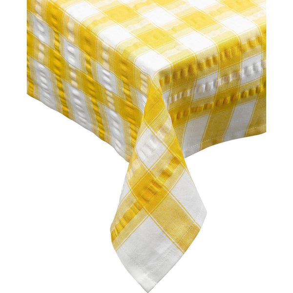 Cotton Seersucker Tablecloth - Yellow-Williamsons Factory Shop