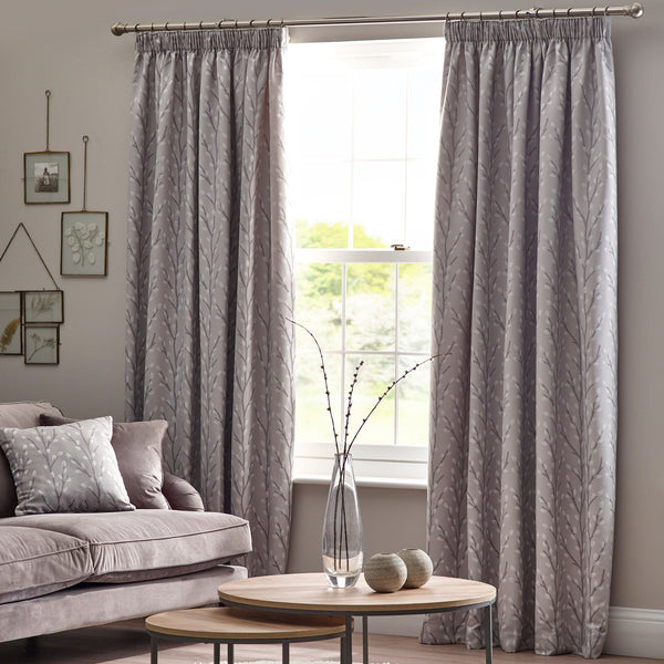 Sienna Lined Pencil Pleat Curtains - Dove Grey