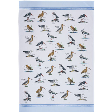 Coastal Birds Cotton Tea Towel - Blue