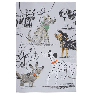 Dog Days Cotton Tea Towel - Grey
