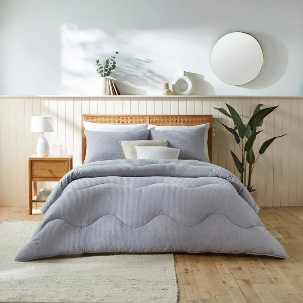 Night Owl Cotton Waffle Coverless Duvet - Grey