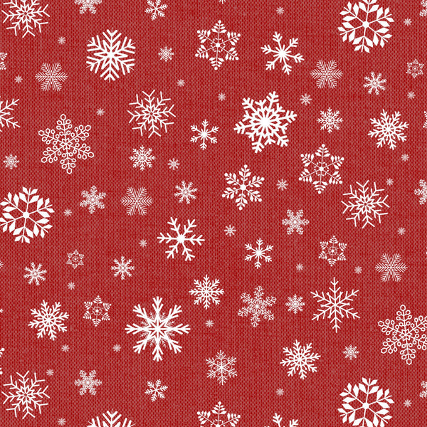 Snowflakes Red Vinyl Oil Cloth