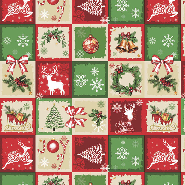 Christmas Patchwork Multi Oil Cloth