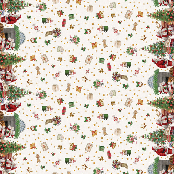 Santa Gift Motif Oil Cloth