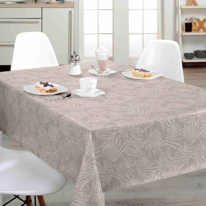 Fern Leaves Brown Vinyl Oil Cloth - Williamsons Factory Shop
