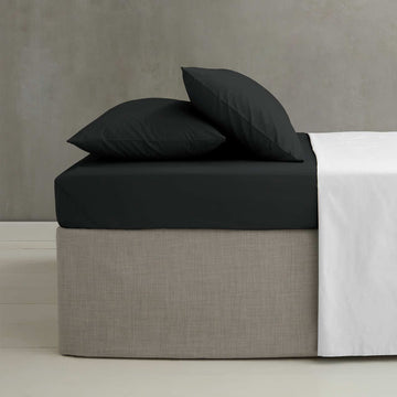 Drap-housse en percale facile à repasser (25 cm) - Noir