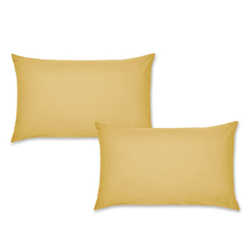 Paire de taies d’oreiller en percale facile à repasser - Ocre