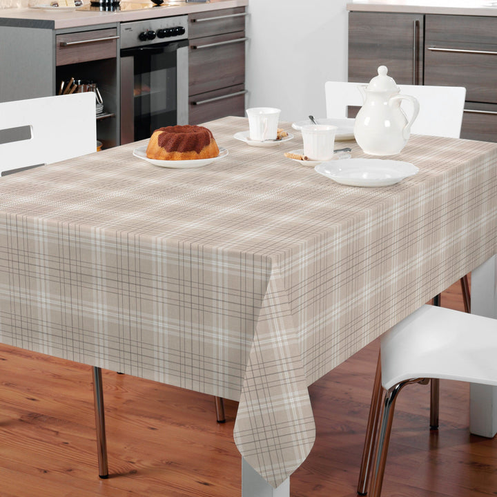 Beige Tartan Check Vinyl Oil Cloth - Williamsons Factory Shop