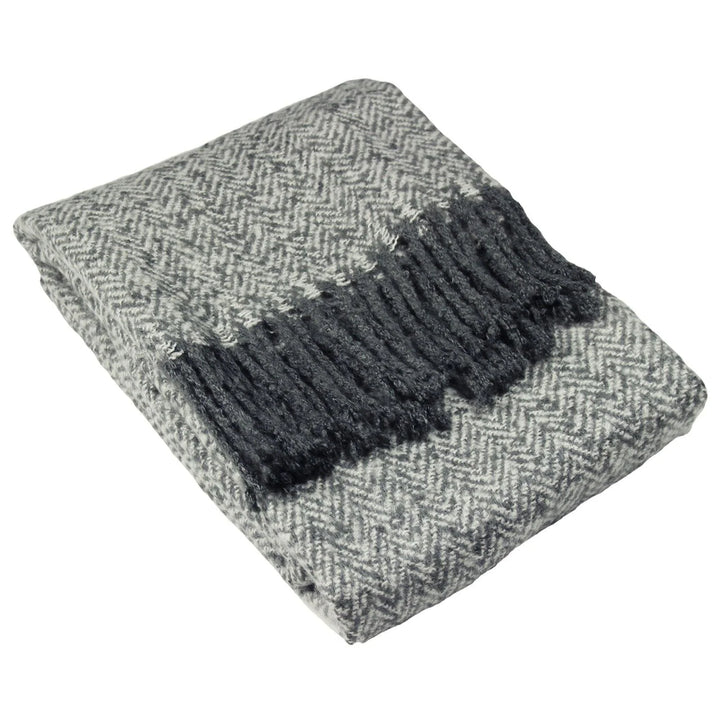 Furn Weaver Herringbone Throw - Grey - Williamsons Factory Shop