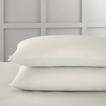 Paire de taies d’oreiller en satin de coton 400 fils - Huître