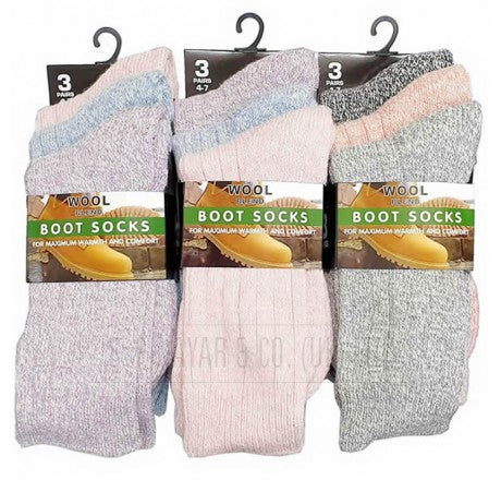 Ladies Wool Blend Boot Socks (3 Pack) - Williamsons Home