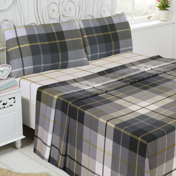 Lomond Check Brushed Cotton Sheet Set - Blue