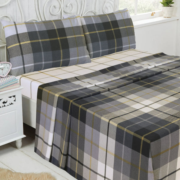 Lomond Check Brushed Cotton Sheet Set - Blue