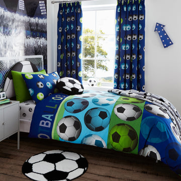 Fußball-Bettdeckenbezug-Set - Blau