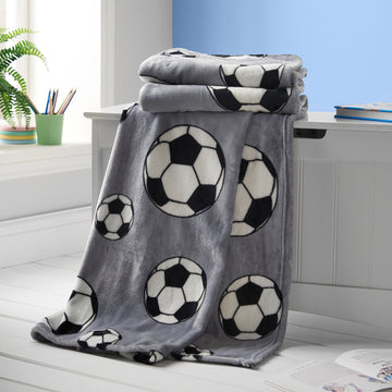 Plaid couverture en polaire de football - Gris