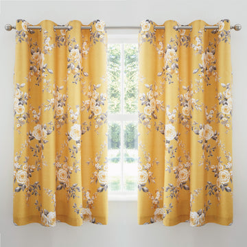 Tende in voile ricamate Canterbury - Giallo ocra