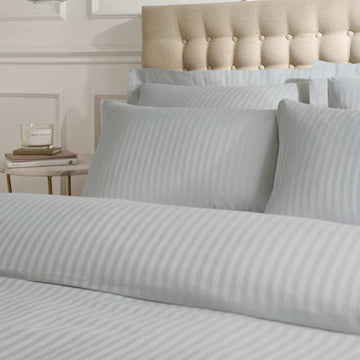 300TC Satin Stripe Pillowcase Pair - Grey