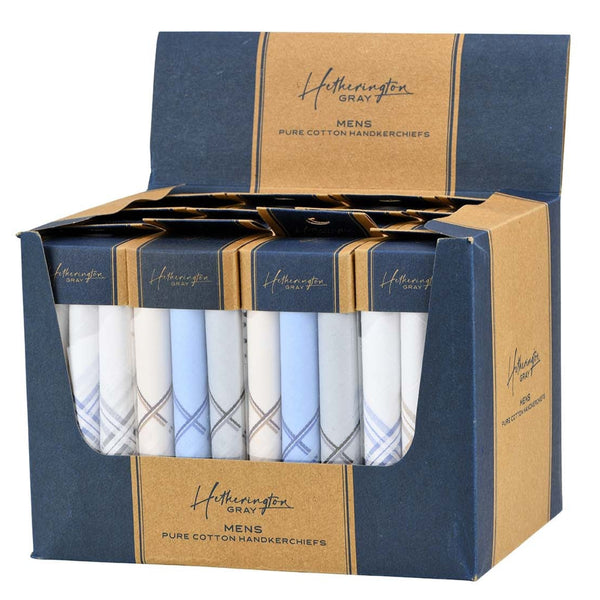Mens 3pk Border Cotton Handkerchiefs