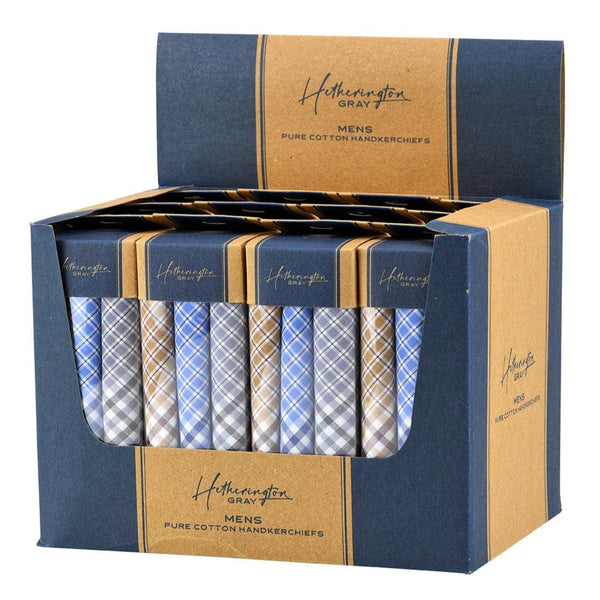 Mens 3pk Check Cotton Handkerchiefs