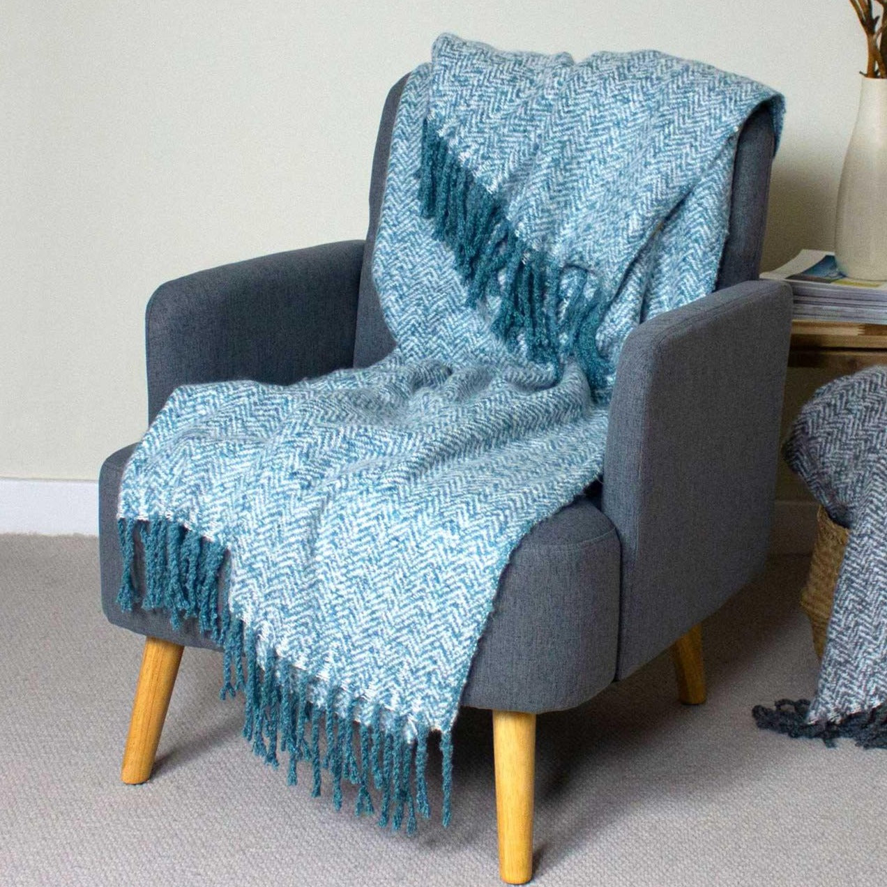 Furn Weaver Herringbone Throw - Teal