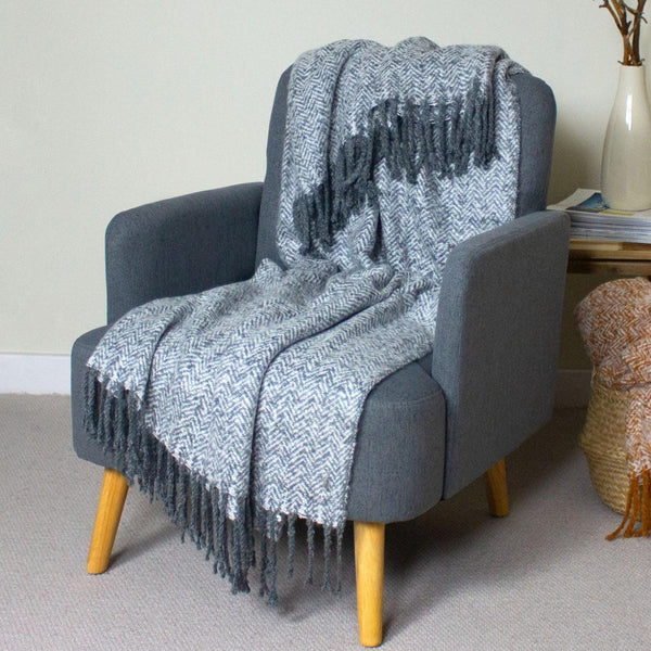Furn Weaver Herringbone Throw - Grey - Williamsons Factory Shop
