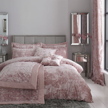 Crushed Velvet Duvet Cover Set - Blush Pink