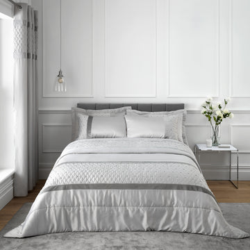 Couvre-lit à grappes de sequins - Gris argenté