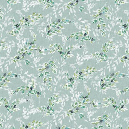 Duck Egg Floral Vinyl Oil Cloth
