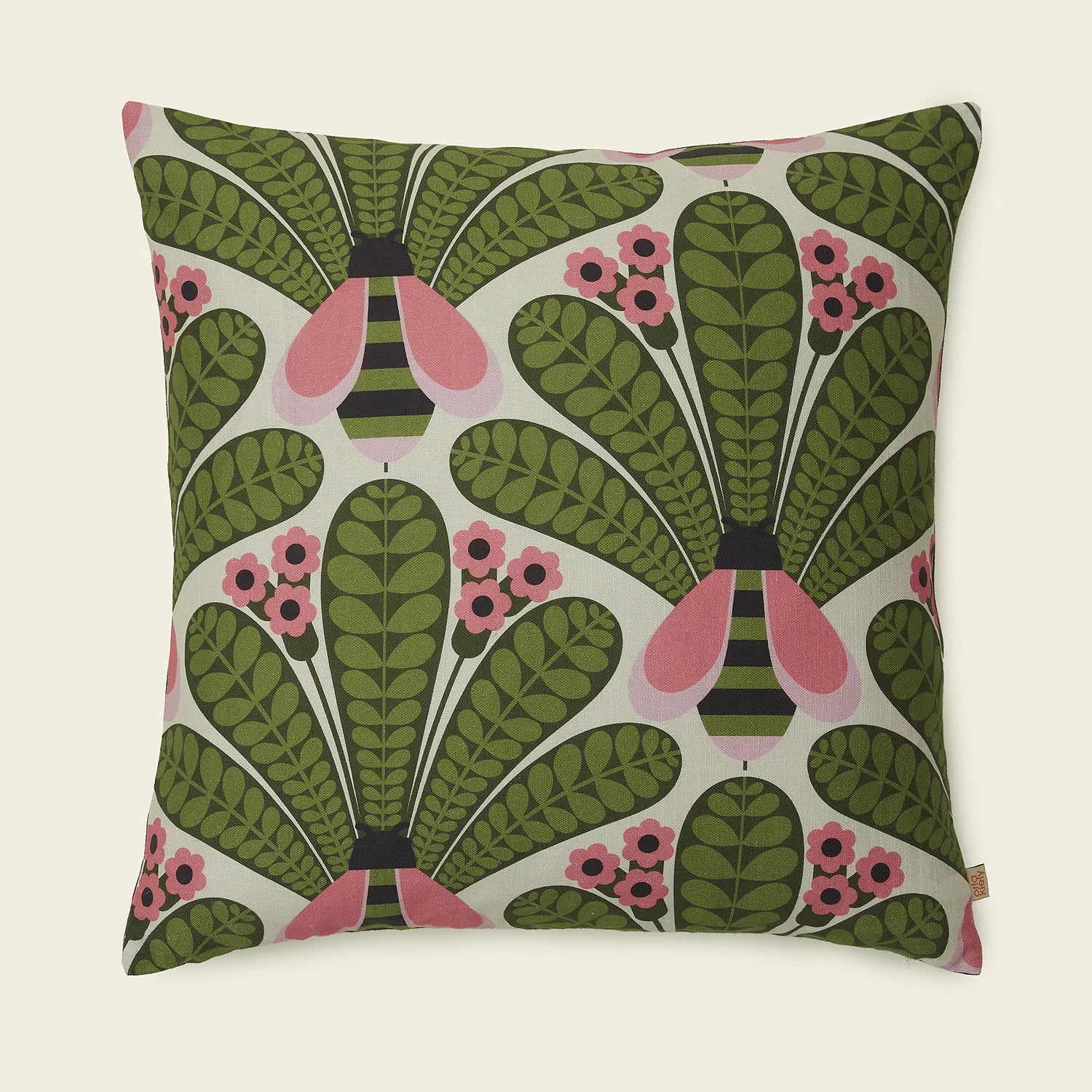 Orla Kiely Bright Honey Bee Filled Cushion - Fern