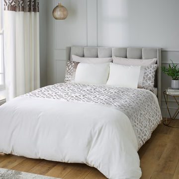 Lattice Cut Velvet Duvet Cover Set - Natural