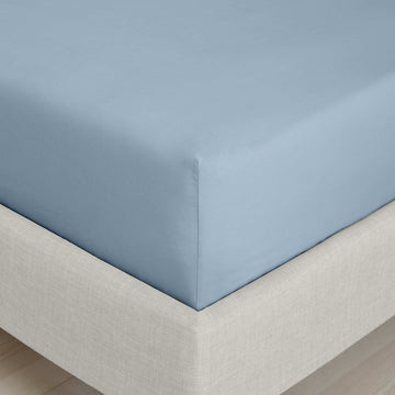 200TC Cotton Percale Deep Fitted Sheet (32cm) - Blue