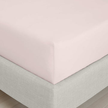 200TC Cotton Percale Deep Fitted Sheet (32cm) - Blush Pink