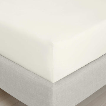200TC Cotton Percale Deep Fitted Sheet (32cm) - Cream
