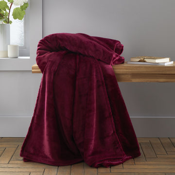 Raschel Velvet Touch Blanket Throw - Red
