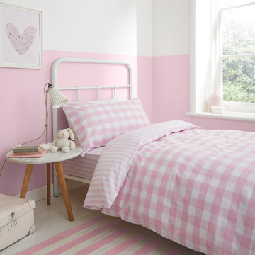 Bianca Check & Stripe Duvet Cover Set - Pink