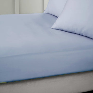 400TC Cotton Sateen Extra Deep Fitted Sheet (36cm) - Blue