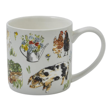 Portman Farm Bone China Mug - Grey
