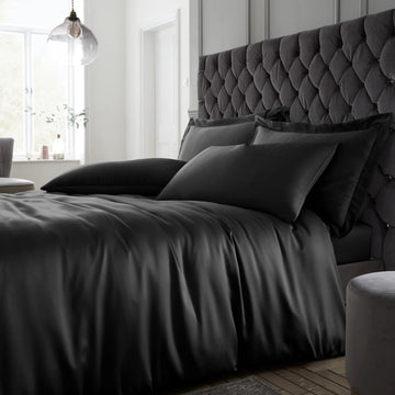 Silky Soft Satin Duvet Cover Set - Black