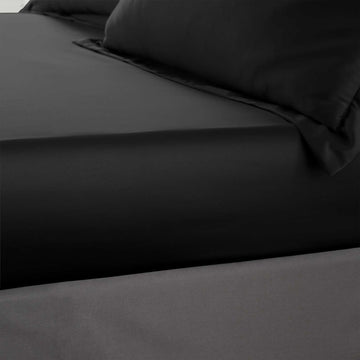 Silky Soft Satin Fitted Sheet (30cm) - Black
