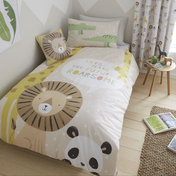 Roarsome Animals Duvet Cover Set - Natural