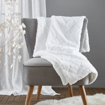 Plaid Cosy Diamond - Blanc