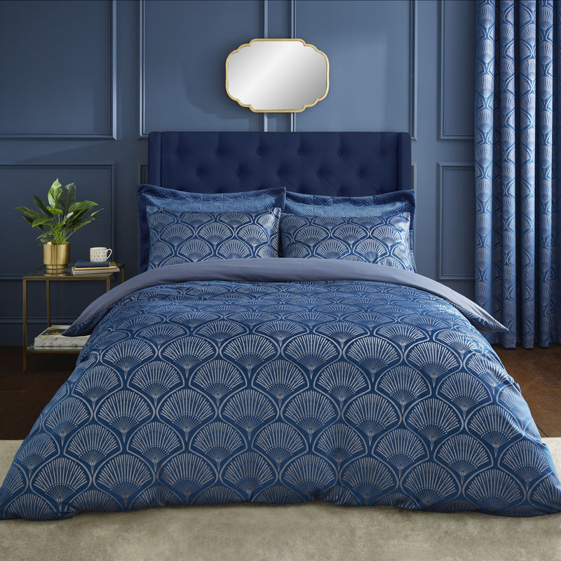 Art Deco Pearl Duvet Cover Set - Navy Blue – Williamsons Factory Shop