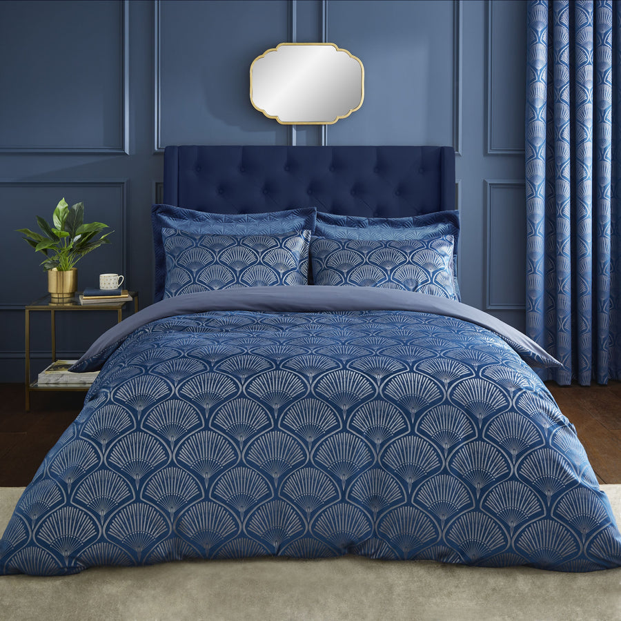 Art Deco Pearl Duvet Cover Set - Navy Blue – Williamsons Factory Shop