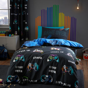 Parure de couette en polaire Game Over - Noir