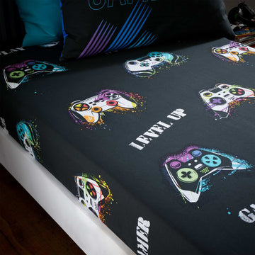 Game Over Fitted Sheet - Black