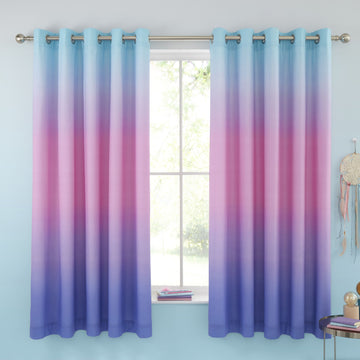 Ombre Rainbow Clouds Eyelet Curtains - Pastel